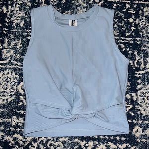 Baby Blue Pretty Little Thing Knotted Workout Top
